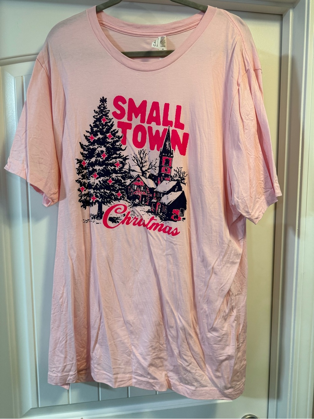 Bella Canvas Pink Small Town Christmas Tee